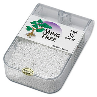 Seed bead, Ming Tree™, glass, opaque rainbow white, #11 round. Sold per 1/4 pound pkg.
