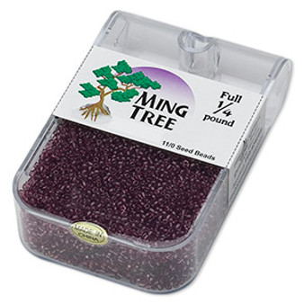 Seed bead, Ming Tree™, glass, transparent purple, #11 round. Sold per 1/4 pound pkg.