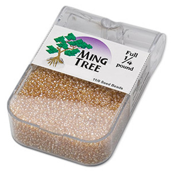 Seed bead, Ming Tree™, glass, transparent luster tan, #11 round. Sold per 1/4 pound pkg.