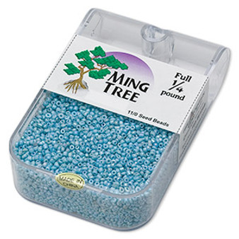 Seed bead, Ming Tree™, glass, opaque rainbow turquoise blue, #11 round. Sold per 1/4 pound pkg.