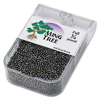 Seed bead, Ming Tree™, glass, opaque iris moss, #11 round. Sold per 1/4 pound pkg.
