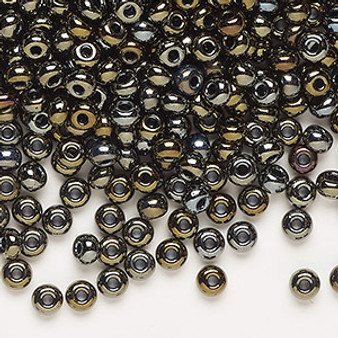 Seed bead, Preciosa Ornela, glass, opaque brown iris black, #6 rocaille. Sold per 50-gram pkg.