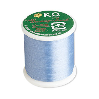 Thread, K.O., waxed nylon, blue, 0.15mm diameter. Sold per 55-yard spool.