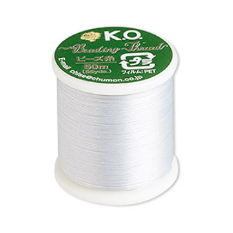 Thread, K.O., waxed nylon, light grey, 0.15mm diameter, 4-pound test. Sold per 55-yard spool.