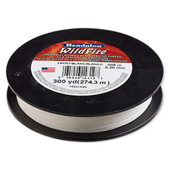 Thread, Beadalon® WildFire™, polyester and plastic, frost, 0.2mm with bonded coating, 15-pound test. Sold per 300-yard spool.