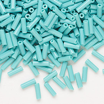 Bugle bead, Preciosa Ornela, Czech glass, opaque seafoam green, 1/4 inch. Sold per 50-gram pkg.