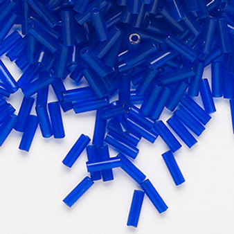 Bugle bead, Preciosa Ornela, Czech glass, transparent blue, 1/4 inch. Sold per 50-gram pkg.