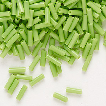 Bugle bead, Preciosa Ornela, Czech glass, opaque lime green, 1/4 inch. Sold per 50-gram pkg.