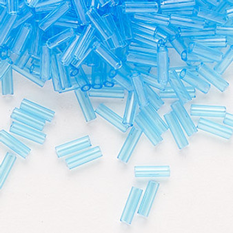 Bugle bead, Preciosa Ornela, Czech glass, transparent sky blue, 1/4 inch. Sold per 50-gram pkg.