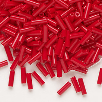 Bugle bead, Preciosa Ornela, Czech glass, opaque red, 1/4 inch. Sold per 50-gram pkg.