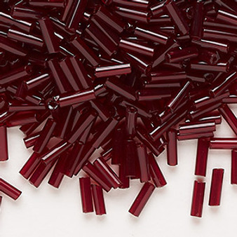 Bugle bead, Preciosa Ornela, Czech glass, transparent garnet, 1/4 inch. Sold per 50-gram pkg.