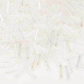 Bugle bead, Preciosa Ornela, Czech glass, translucent blue iris crystal clear, 1/4 inch. Sold per 50-gram pkg.