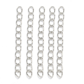 Iron Ends with Twist Chains, Platinum, 45~55x3.5mm, Links: 5x3.5x0.8mm - 100 Strands per package