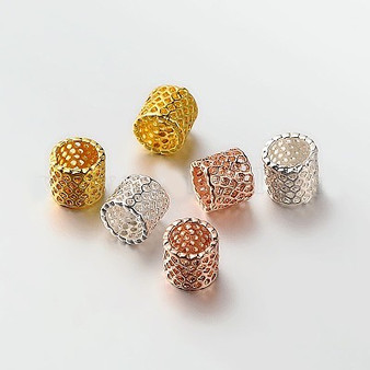 100pk - Large Hole beads - Brass Filigree Column, Mixed Colour, 8.5x9mm, Hole: 7mm