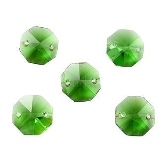 140Pcs, Electroplate Glass Links Connectors, Faceted, for Chandelier Prism Beads, Octagon, Lime Green, 14x14x7.5mm, Hole: 1.6mm