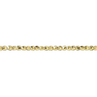 Bead, fire-polished, 14Kt gold-plated glass, opaque clear, 2mm faceted round. Sold per 8-inch strand, approximately 95-100 beads.