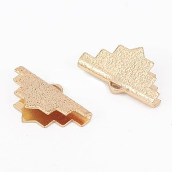 100pk - Brass Ribbon Crimp Ends, Long-Lasting Plated, Triangle, Light Gold, 11.5x20mm, Hole: 0.8mm