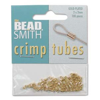 Tube Crimp Pack - 2mmx2mm - Gold - 100 Pieces