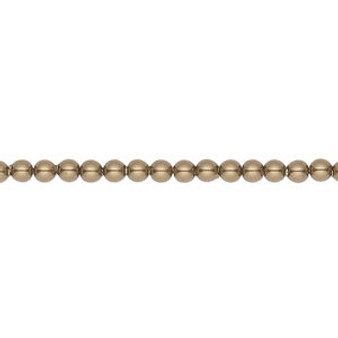 Pearl, Crystal Passions®, antique brass, 3mm round (5810). Sold per pkg of 100.