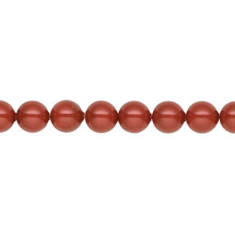 Pearl, Crystal Passions®, dark coral, 6mm round (5810). Sold per pkg of 50.