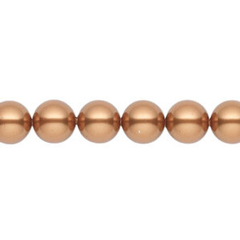 Pearl, Crystal Passions®, copper, 8mm round (5810). Sold per pkg of 50.