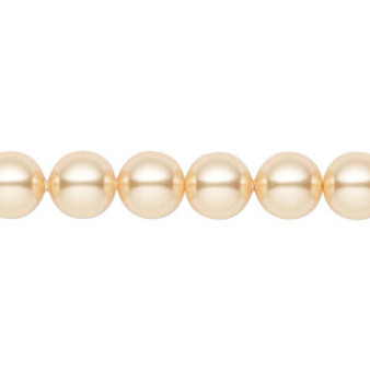 Pearl, Crystal Passions®, gold, 8mm round (5810). Sold per pkg of 50.