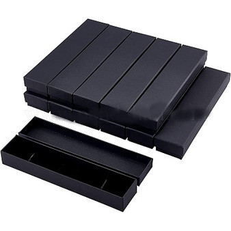 12 Pack 22.4x5.5x3cm Black Necklace Bracelet Boxes Rectangle Black Cardboard Jewellery Box with Velvet Filled