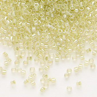 DB0903 - 11/0 - Miyuki Delica - Translucent Peridot Green Lined Luster Crystal - 7.5gms - Cylinder Seed Beads