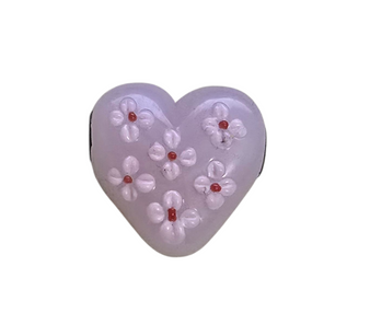 LAST STOCK: Large Hole, Glass Bead Pendant - Heart - 30mm x 30mm x 20mm with steel core