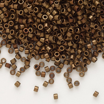 DB1051 - 11/0 - Miyuki Delica - opaque matte metallic gold luster bronze - 7.5gms - Cylinder Seed Beads