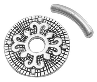 LAST STOCK: 24 pack - Tibetan Style Toggle Clasps, Lead Free & Cadmium Free & Nickel Free, Flat Round, Antique Silver, Toggle: about 31mm in diameter, hole: 7mm, Tbar: about 25.5mm long, hole: 3mm