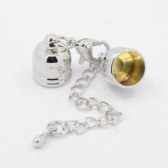 LAST STOCK: 60 Sets - Cord End Sets (Cord Ends  - 4mm I.D.) -  Platinum