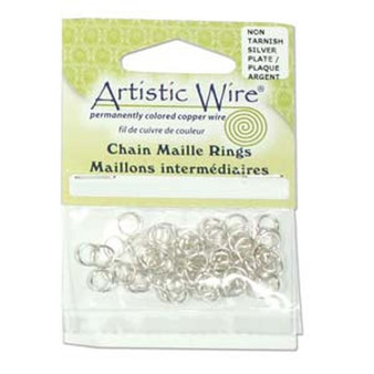 LAST STOCK: 18 Gauge Artistic Wire, Chain Maille Rings, Round, Tarnish Resistant Silver, 8/64 in (3.57 mm), 70 pc LAST STOCK: 18 Gauge Artistic Wire, Chain Maille Rings, Round, Tarnish Resistant Silver, 8/64 in (3.57 mm), 70 pc