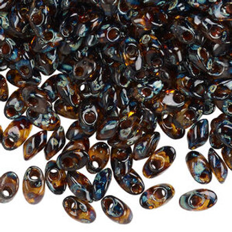 Last Stock: Miyuki Long Magatamas - 4mm x 7mm - 20gms - Colour LMA-4502Tr Picasso Amber Brown