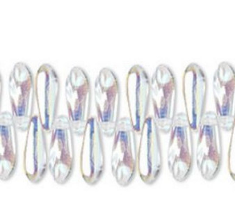 LAST STOCK: 10 x 3mm - Czech - Crystal AB - (50 beads) - Top Drilled Glass Daggers