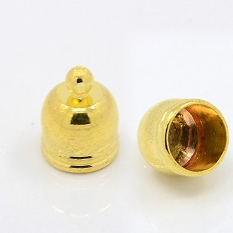 LAST STOCK: 100 x Cord Ends (5.5mm I.D), 10mm * 7mm Bell Shape - Gold