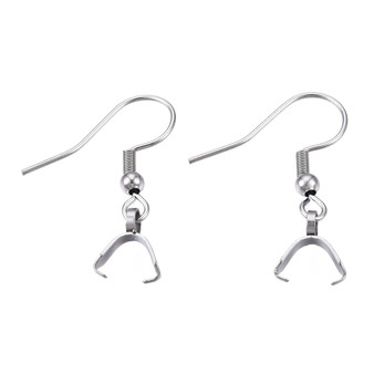 LAST STOCK: 10 pack (5 pair) Tarnish Resistant 304 Stainless Steel Hooks, Ear Wire, with Ice Pick Pinch Bails, Stainless Steel Colour, 27x20mm, 21 Gauge, Pin: 0.7mm