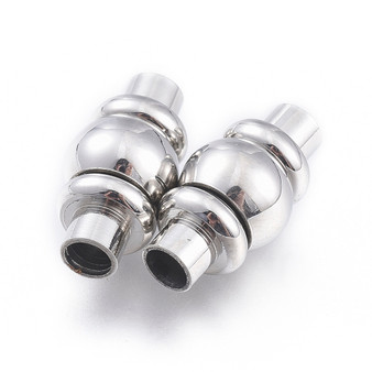 LAST STOCK: 2 pack - 304 Stainless Steel Magnetic Clasps, Stainless Steel Colour, 15x8x8mm, Hole: 3mm LAST STOCK: 2 pack - 304 Stainless Steel Magnetic Clasps, Stainless Steel Colour, 15x8x8mm, Hole: 3mm