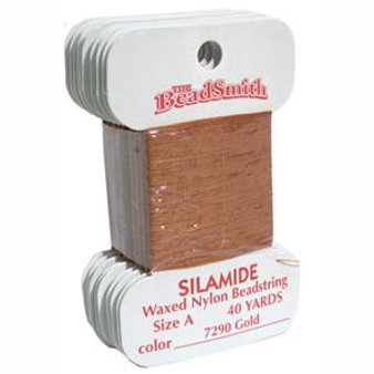 LAST STOCK: Silamide Beading Thread - 2 ply Waxed Nylon - 40 Yards (Size A) Gold
