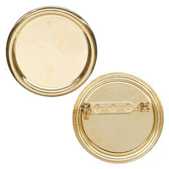 LAST STOCK: Pin back, gold-plated steel, 35mm round with 28mm round setting. Sold per pkg of 2. LAST STOCK: Pin back, gold-plated steel, 35mm round with 28mm round setting. Sold per pkg of 2.