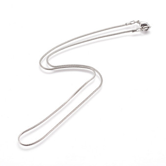 LAST STOCK: 13pk - Snake Brass Chain, with Brass Links and Alloy Clasps, Platinum colour, Nickel Free, Chain: 1.2mm, 17"