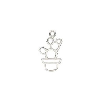 LAST STOCK: Charm Amoracast® 1pkg1 sterling silver, 12.5x8.5mm 2-sided cutout potted prickly pear