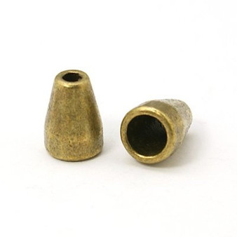 10 pack of Tibetan Style Bead Caps/Cord End, Lead Free & Cadmium Free, Cone, Antique Bronze, 11mm x 8mm, hole: 5.5mm and 2.5mm