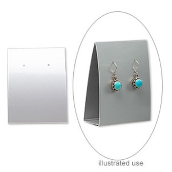 10pk Earring card, adhesive and card stock, silver, 3x2-1/4 inches assembled.