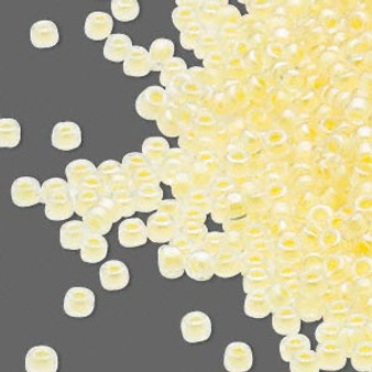 15-201 - 15/0 - Miyuki - Transparent Colour-Lined Luster Light Yellow - 8.2gms Vial Glass Round Seed Beads