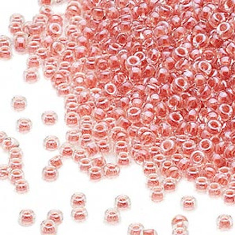 15-214 - 15/0 - Miyuki - Transparent Colour-Lined Luster Peach - 8.2gms Vial Glass Round Seed Beads