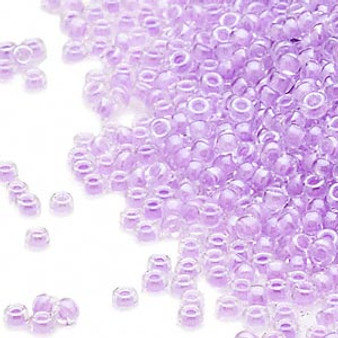 15-222 - 15/0 - Miyuki - Transparent Colour-Lined Luster Light Lavender - 8.2gms Vial Glass Round Seed Beads