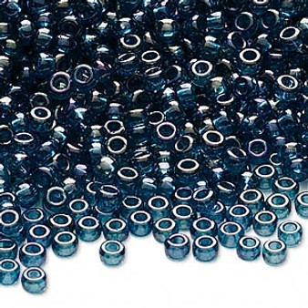 15-305 - 15/0 - Miyuki - Translucent Gold Luster Medium Blue - 8.2gms Vial Glass Round Seed Beads