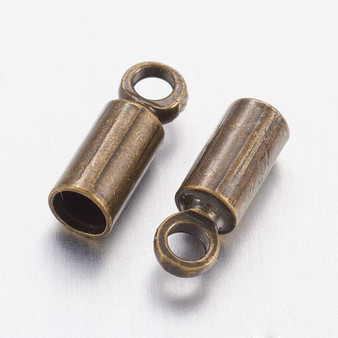 50 x Cord Ends (2.1mm I.D), 8mm*2.8mm Antique Bronze (Fits kumihimo Braid - with Size 8 Cotton)