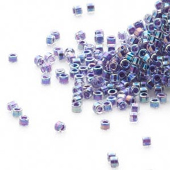 DB0059 - 11/0 - Miyuki Delica - Translucent Amethyst-lined Rainbow Crystal Clear - 7.5gms - Cylinder Seed Beads
